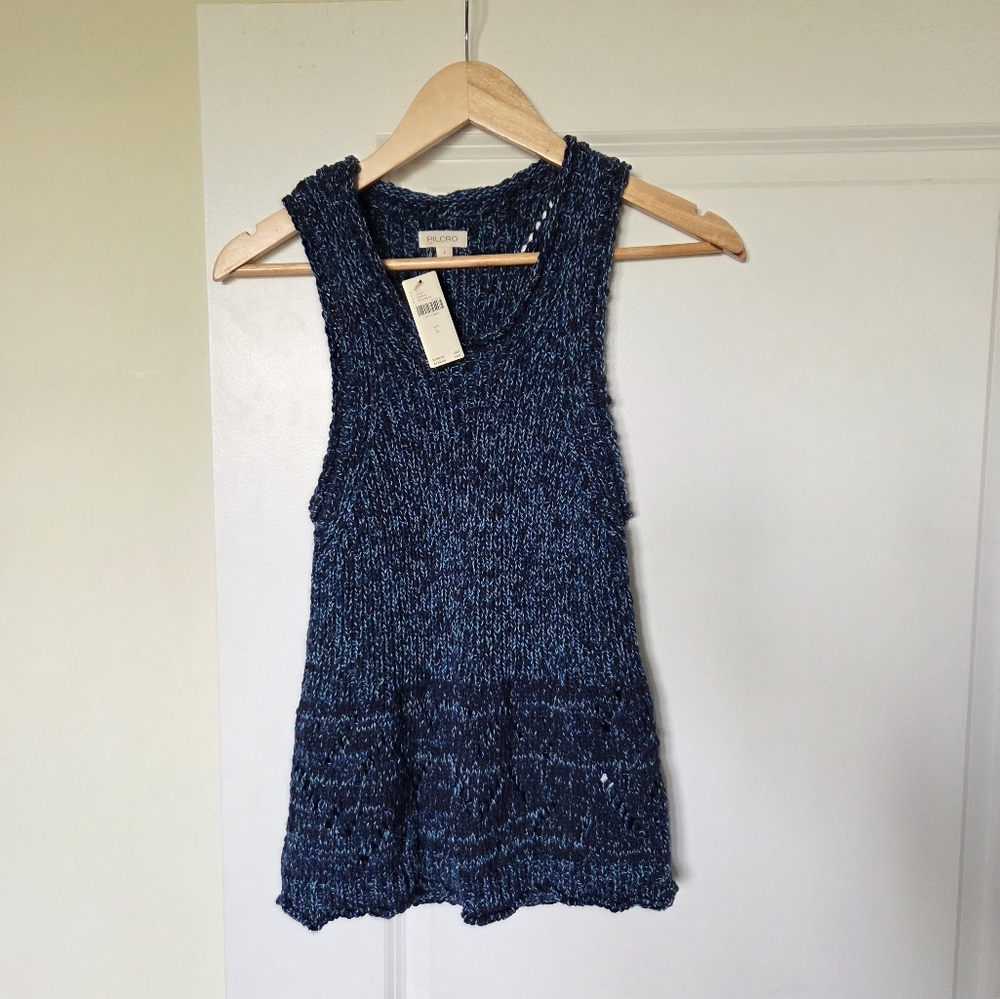 Anthropologie Textured Navy Tank Top - Picture 2 of 8